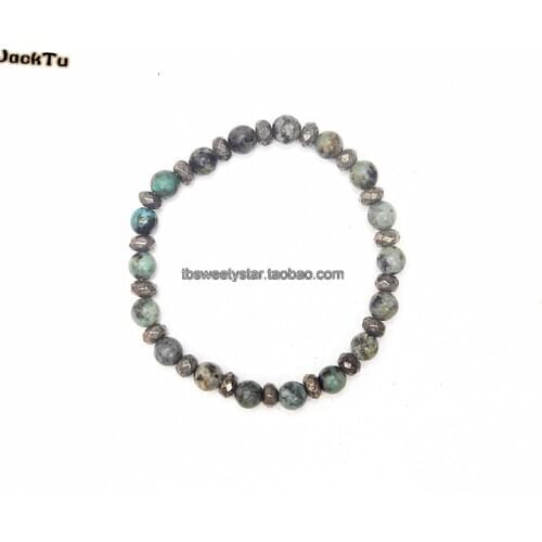 Africa green beads mix pyrite elastic bracelet