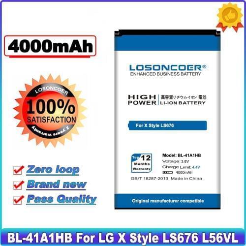 LOSONCOER 4000mAh BL-41A1HB Mobile Phone Battery For LG X Style Tribute HD Boost Mobile X Style LS676 L56VL Battery