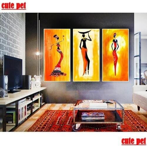 DIY Diamond Painting African Woman Portrait Wall Sticker Full Square Drill 5D Cross Stitch Home Decor Beadwork Embroidery Gift