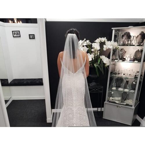 YouLaPan V14 White Ivory Wedding Veil 5M Super Long Weil Bridal Cage Veil Vintage Bridal Veil Simple 3M/5M Custom Made