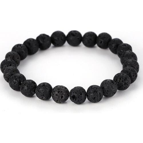 6mm 8mm 10mm 12mm Black Lava Stone Beads DIY Aromatherapy Essential Oil Diffuser Bracelet Yoga Strand Jewelry