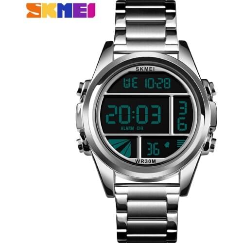 SKMEI Fashion Men Watch Creativty Digital Watch 3Bar Waterproof Stereoscopic Dial Stainless Steel 12/24 Hour montre homme 1448
