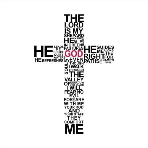 The Lord is my Shepherd Cross Bible Verse Wall Sticker Vinyl Wall Decal Home Decor