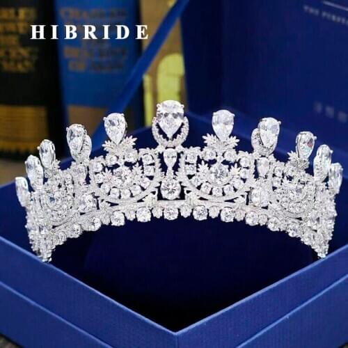 HIBRIDE Luxury New Pageant Headband Tiaras AAA Cubic Zircon Women Hair Accessories For Wedding Gifts C-30