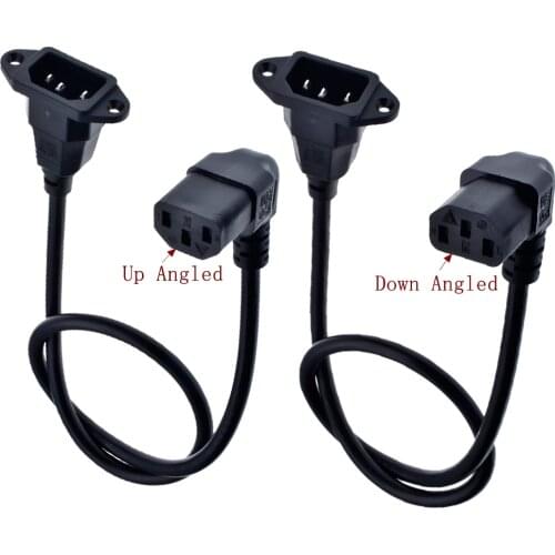 IEC320 C14 to C13 Extension cord,C14 with screw holes and C13 Up/Down Angled Short,60cm lenght,H05VV-F 3G 0.75MM