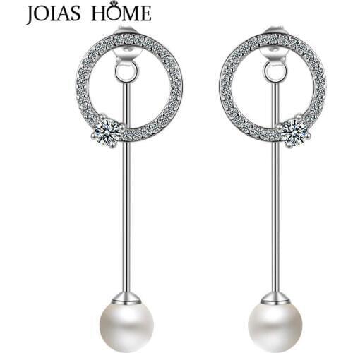 JoiasHome Silver Earrings For Women Fashion Jewelry With Pearl Gemstones Zircon Female Fine Jewelry Party Wholesale Gift