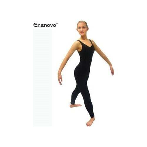 Ensnovo Nylon Spandex Women Ballet Gymnastics Unitard Second Skin Tight Dancewear Tights Tank Top Backless Costumes