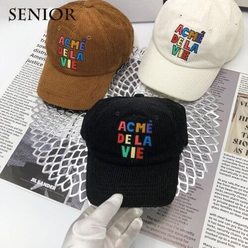 Korean Version of The Corduroy Couple Embroidery Hat Street Fashion Letters Casual Female Baseball Cap Snapback Hip-hop Male Hat