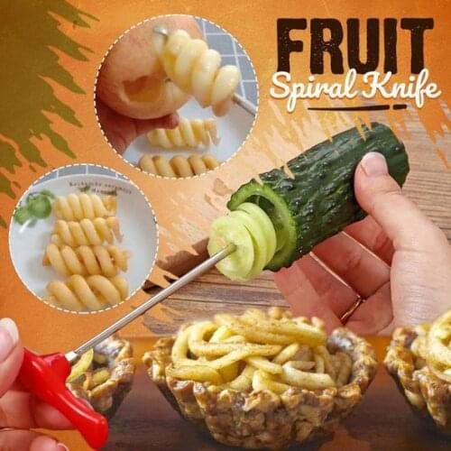 Stainless Steel Creative Fruit Spiral Knife Kitchen DIY Fruit Carving Tool Party Fun Tornado Spiral Cutter Drop shipping