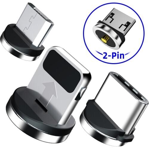 Magnetic Cable Adapter 2 Pin Magnetic Charger Plug Micro USB Type C Tips For iPhone Magnet Dust Connector Charging Mobile Phone