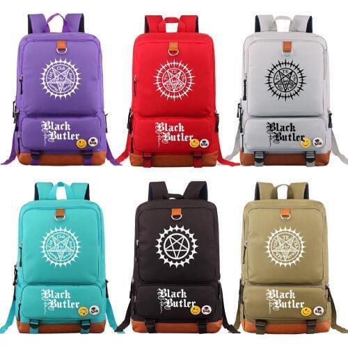 Fashion Anmie Cartoon Black Butler Boy Girl Book School Bag Women Bagpack Teenagers Schoolbags Men Student Backpack