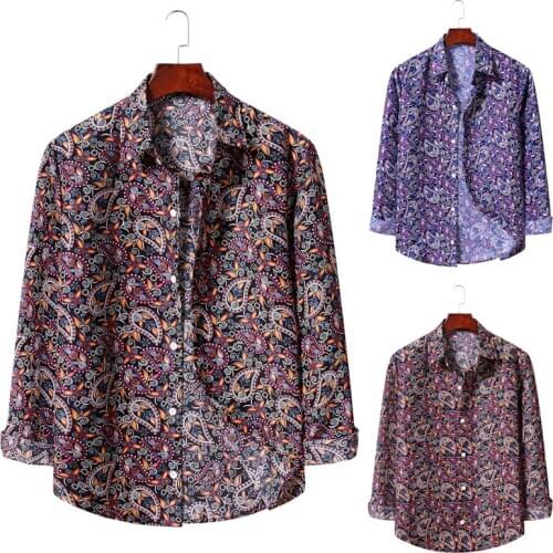 Fall and winter 2020 floral mens shirt japanese fashion Clothing mens loose Lapel Long Sleeve Shirt luxury men harajuku shirt