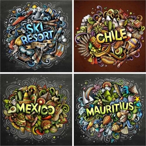 Huacan Diamond Painting Kit Food Scenery Mosaic Embroidery Cross Stitch Text Landscape Home Decor Diamond Art