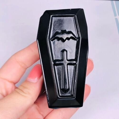 Natural Crystal Hand Made Chakra Carving Coffin For Decoration