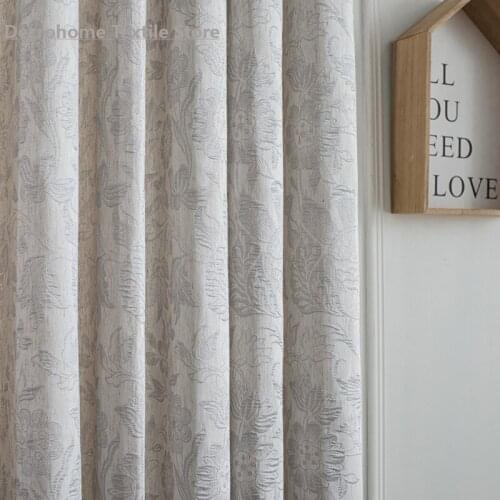 New Chinese Curtains for Living dining Room Bedroom Plain Jacquard Curtain Polyester Cotton Linen Fabric Dark Pattern Curtains