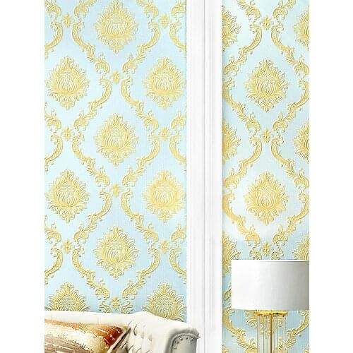 Beibehang papel de parede para quarto Green gold gilded backdrop living room bedroom Damascus woven wallpaper high