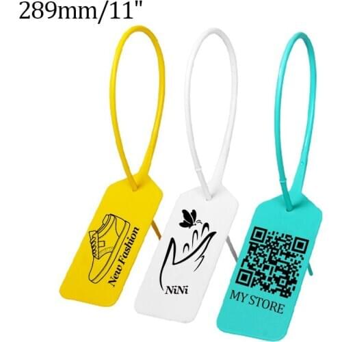 285mm/11" Disposable Plastic Security Seals Custom Garment Tag Cable Tie Label for Logistics Container Clothes Bags 100Pcs