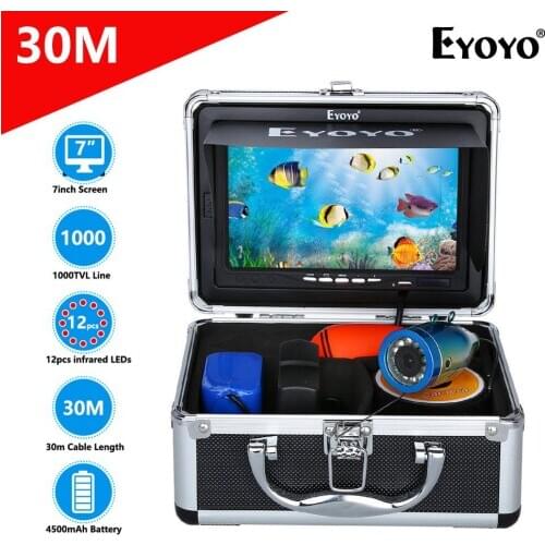 Eyoyo EF07B 1000TVL Fishing Camera 7"Inch 30M underwater camera for fishing 12pcs Infrared Lamp fish finder for Winter Fishing