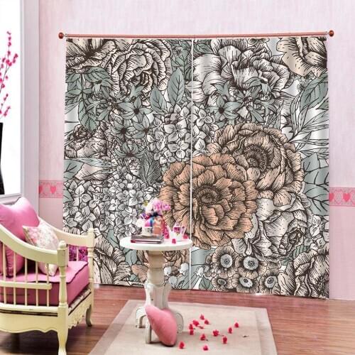 Photo Custom Simple Custom Flower Curtains for Living Room Bedroom Blackout curtains
