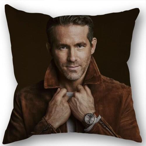 Custom Square Pillowcase Actor Ryan Reynolds Cotton Linen Pillow Cover Zippered 45x45cm One Sides DIY Gift Office,Home,Outdoor