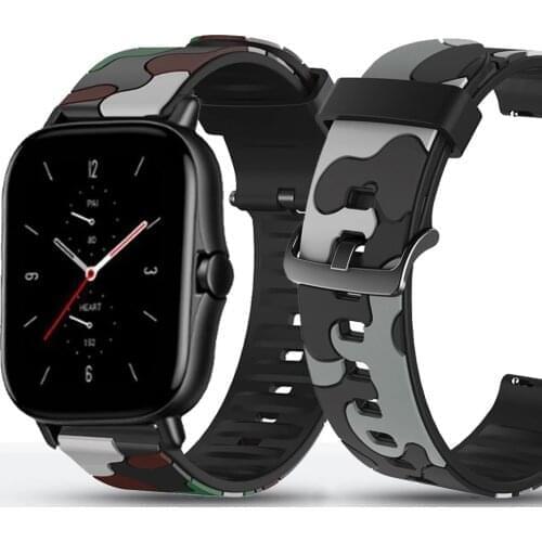 22mm Watch Strap For Samsung Galaxy Watch 42mm 46mm Huami Amazfit GTS Bip Band Sport Silicone Bracelet Camouflage Watchband 20mm
