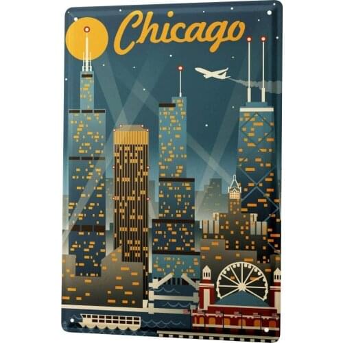SINCE 2004 Tin Sign Metal Plate Decorative Sign Home Decor Plaques Travel Kitchen Chicago