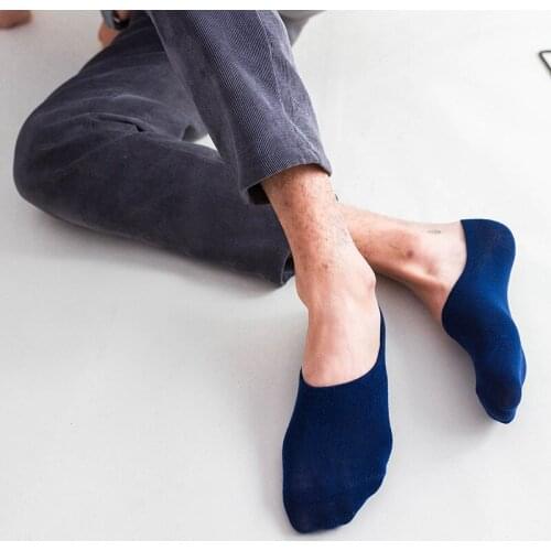 Happy Men Boat Socks 5 Pairs/lot Non-slip Silicone Invisible Cotton Socks Unisex Ankle Slippers