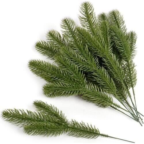 Pine Needle Pine Branches Artificial Pine Artificial Plants Pine Branches Plastic Crafts Indoor 10Pcs Christmas Tree Pine Leaves