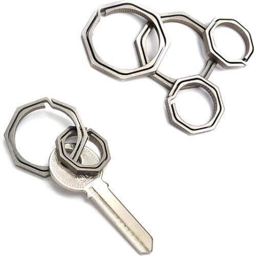 Gossip Key Ring Outdoor TC4 Titanium Alloy Key Ring CNC Machining Octagon EDC Keychain Buckle