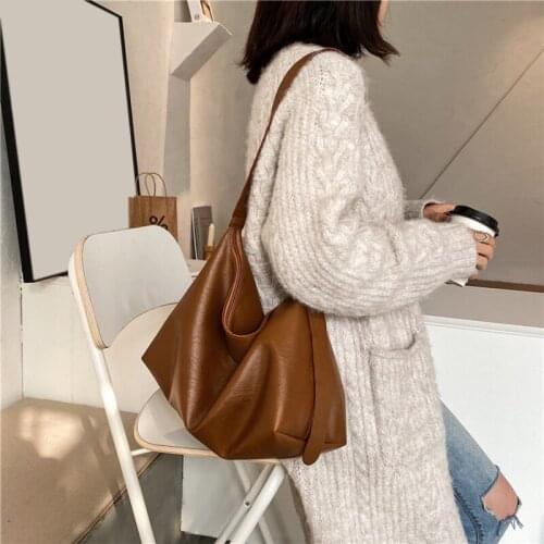 Vintage Pu Leather Composite Bags For Women Casual Large Capacity Messenger Bags Female Solid Luxury Bucket Handbag Totes