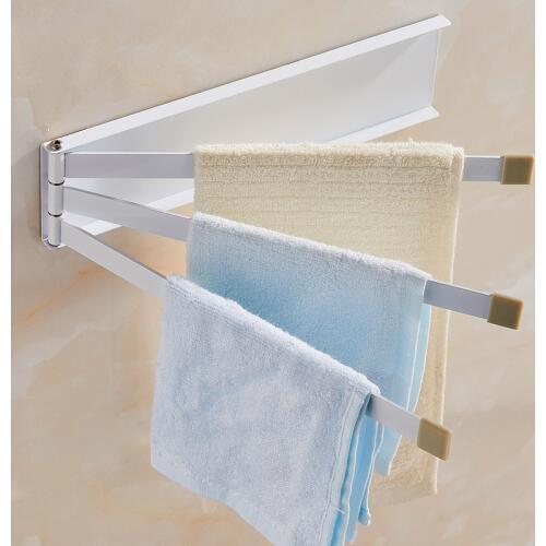 Rotatable Towel Rack Wall-mounted Punch-free Toilet Black Metal Iron Folding Bathroom Towel Bar Towel Storage Shelf Rack Holder