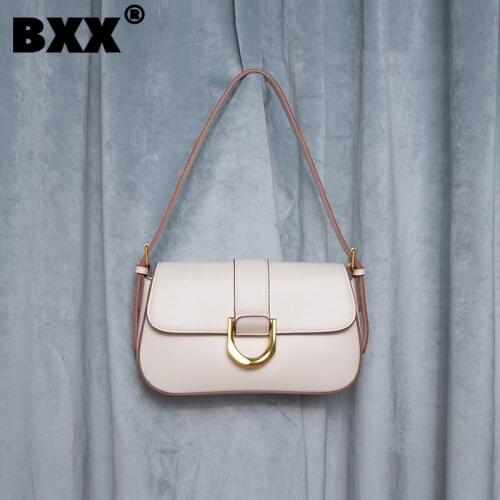 [BXX] Women New Branded Brief Vintage Ladies Elegant Horseshoe Buckle PU Leather Shoulder Bag Fashion Trending 2021 GF0033