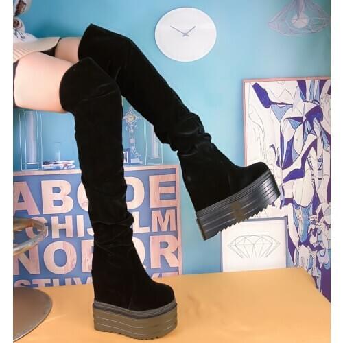 Long Boots Women Knee High Winter Hidden Heel Thin Leg Long Over Thigh Boots Knee High Wedge High Heel Shoes