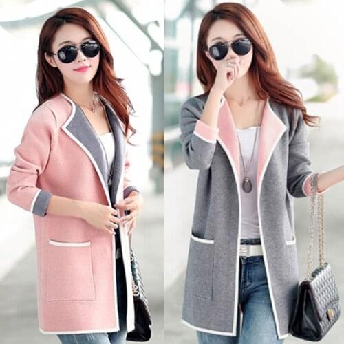 Spring Autumn Womens Korean Slim Sweater Jacket Fashion Joker Medium length Long Sleeve Cardigan Plus Size 4XL Sweaters Female
