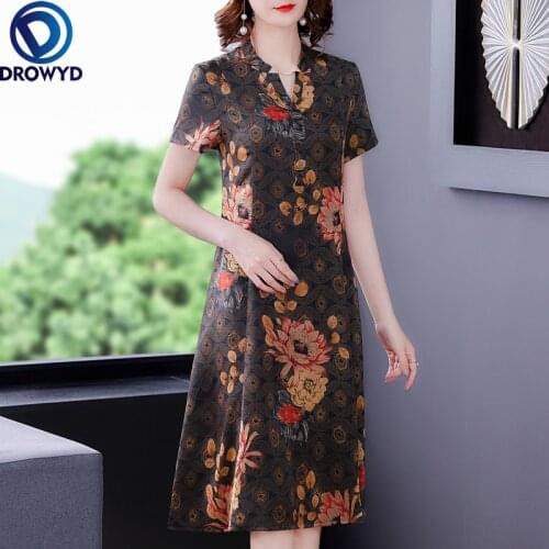 Summer Vintage Casual Floral Real Silk Midi Dresses 2021 Korean Red Printed Maxi Dress Elegant Women Runway Slim Party Vestidos