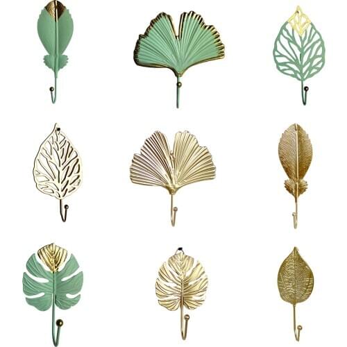 1pc Leaves Shape Creative Hook Metal Mini Hook Door Wall Wardrobe Clothes Bag Key Scarf Hanger Home Wall Hanging Decoration