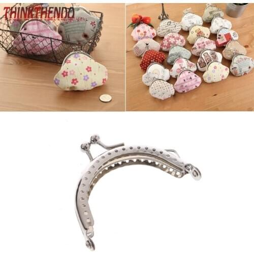1PC Metal Frame Kiss Clasp Arch For Clutch Coin Purse Bag Silver Tone 6.5cm F3MD