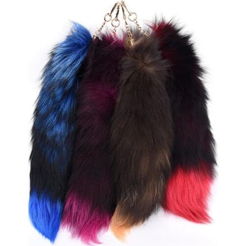 1 Pcs Women Fox Fur Tail Tassel Bag Tag Charm Handbag Pendant Accessory Large Keychain 4 Colors
