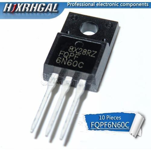 10pcs FQPF6N60C TO-220F 6N60C 6N60 TO220F FQPF6N60
