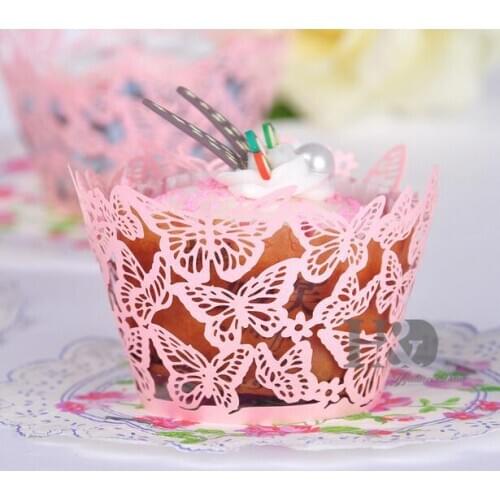 100PCS/LOT 10 Color Available Butterfly Design Paper Cupcake Cup/ Party Cake Wrappers/ Baby Shower Decoration