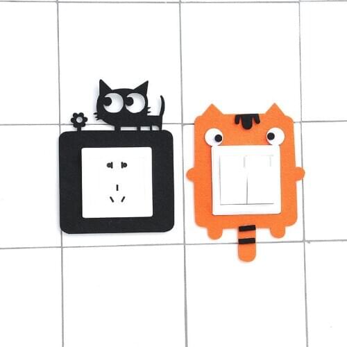 5Pcs Home Decoration Switch Stickers Cartoon cute felt hollow socket decorative light socket paste wall stickers Adapter