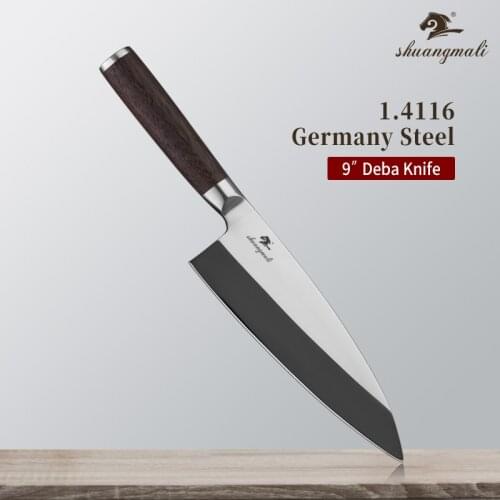 9 Inch Utility Japanese Chef Deba Knife Germany 1.4116 Steel Salmon Deba Knives Slicing Fish Chopping Bone Deba Sashimi Knife