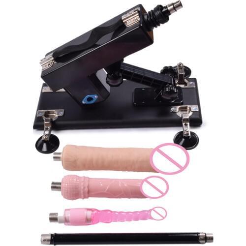 Automatic Retractable Sex Machine Gun, Love Machine with Big Black Dildo and Anal Dildo, Sex Gun for Women Sex Products