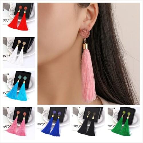 Bohemian long temperament tassel earrings high-end rice word tassel earrings 2020 fashion womens jewelry