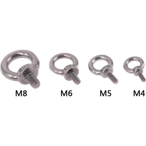 1pcs M4 M5 M6 M8 Eye Bolt Stainless Steel Marine Lifting Eye Bolt Ring Screw Loop Hole for Cable Rope Lifting