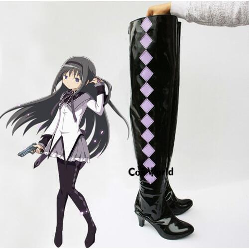 Puella Magi Madoka Magica Akemi Homura Anime Customize Cosplay High Heels Shoes Boots