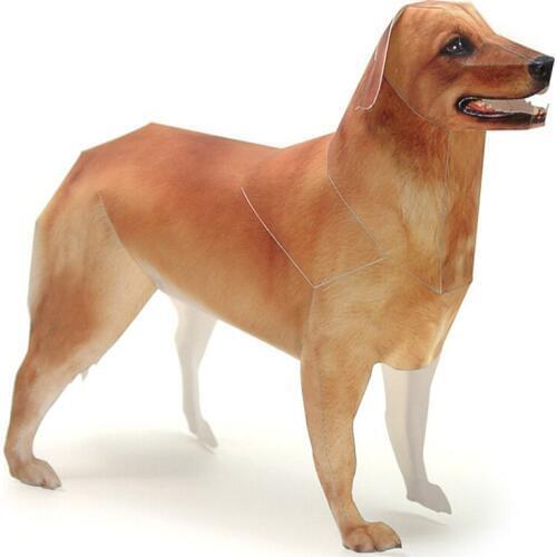 Golden Retriever Dog Paper Model Realistic Animal Mini Cute Folding 3D Papercraft DIY Kids Adult Handmade Craft Toys WE-029