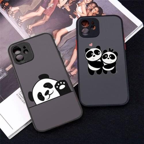 Phone Case For iPhone 12 11 Mini Pro XR XS Max 7 8 Plus X Panda Cat Dinosaur Matte transparent cover