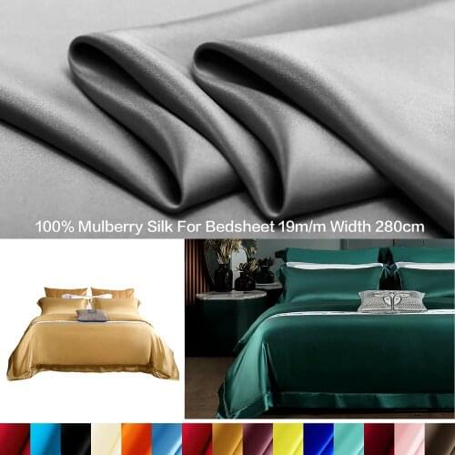 CISULI 100% SILK CHARMEUSE SATIN Fabric 19momme 280cm Plus Wide Pure Silk Bedsheet and Pillow Material