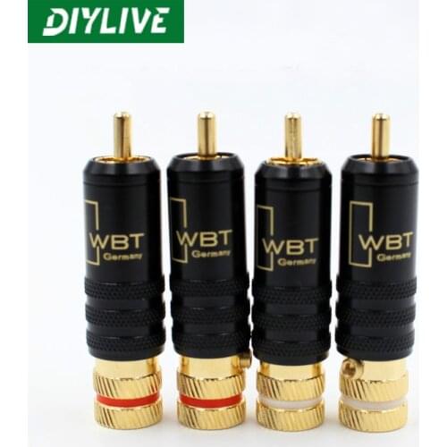 DIYLIVE HiFi 20PCS WBT-0144 Gold plated signal wire plug RCA lotus head fever audio head power amplifier signal plug